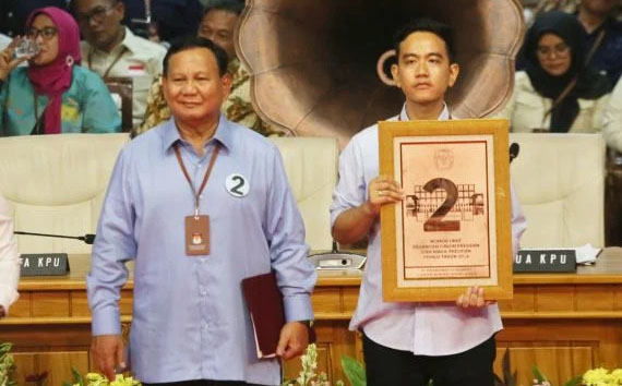 PASANGAN— Capres Prabowo Subianto dan Cawapres Gibran Rakabuming Raka yang mendapatkan nomor urut 2 pada Pilpres 2024.