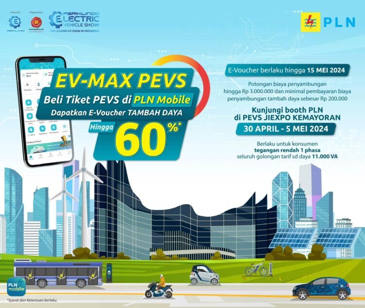 promo potongan biaya--Membeli tiket masuk ke PEVS 2024 melalui aplikasi PLN Mobile, kemudian secara otomatis akan mendapatkan promo potongan biaya tambah daya.