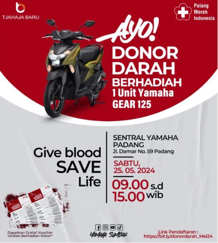 DONOR DARAH-Yamaha Tjahaja Baru menggelar bakti sosial donor darah dengan beragam hadiah.