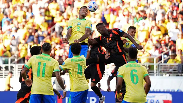 IMBANG— Brasil bermain imbang 1-1 saat melawan Kolombia pada matchday terakhir Grup D Copa America 2024 di Levis Stadium hari Rabu (3/7) pagi WIB.