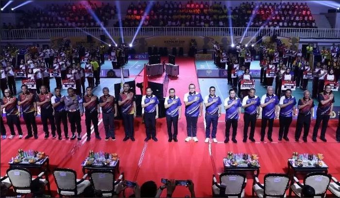 TURNAMEN— Turnamen bulu tangkis Kapolri Cup Badminton Championships 2024 mulai bergulir Senin (22/7).