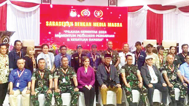 SARASEHAN MEDIA MASSA— Sarasehan Media Massa 2024 yang diselenggarakan Pusat Teritorial TNI Angkatan Darat (Pusterad) di Jakarta, Rabu (25/9).