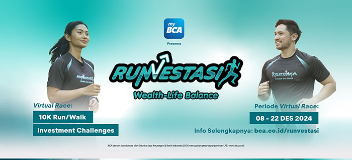 kompetisi lari --PT Bank Central Asia Tbk (BCA) menghadirkan kompetisi lari dan berjalan (fun walk) virtual “Runvestasi” yang akan dilaksanakan pada 8-22Desember 2024.