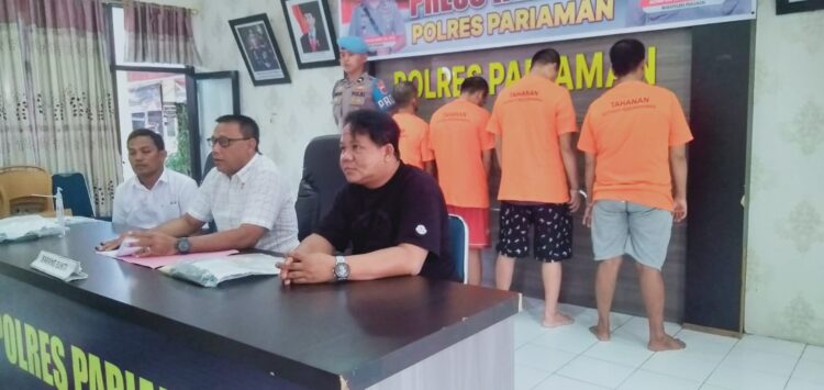 SABU— Empat orang yang terlibat penyalahgunaan narkotika jenis sabu ditangkap Tim Satresnarkoba Polres Pariaman.