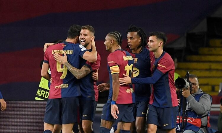 TAMPIL PERKASA— Barcelona tampil perkasa saat melumat klub Swiss, Young Boys 5-0 dalam lanjutan matchday ke-2 League Phase Liga Champions 2024/25  di Estadi Olímpic Lluís Companys, Rabu (2/9) dini hari.