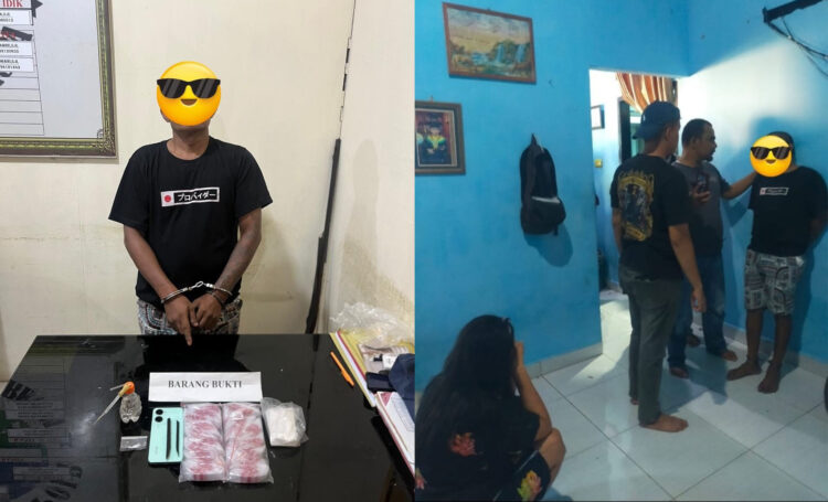 KONSUMSI SABU— Pelaku RB (49) yang kedapatan mengkonsumsi sabu di rumahnya ditangkap jajaran Satresnarkoba Polres Agam.