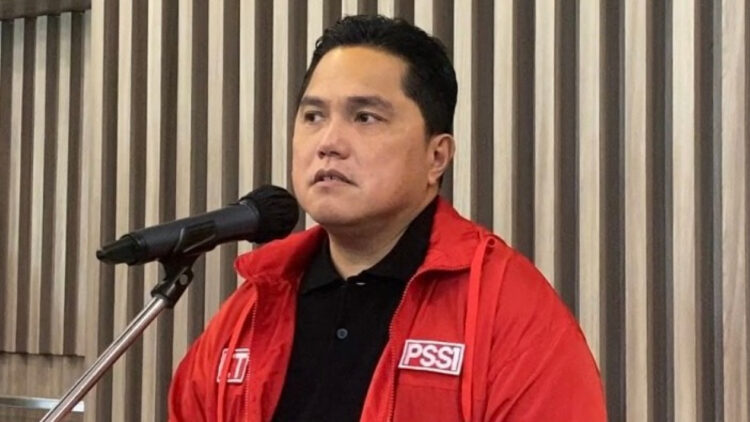 PANDANGAN— Ketua Umum PSSI, Erick Thohir memiliki pandangan menarik perihal komposisi skuad Timnas Indonesia sekarang. Dia menyebut materi para pemain Garuda saat ini sudah setara Jepang dan Korea Selatan, serta layak masuk 10 besar Asia.