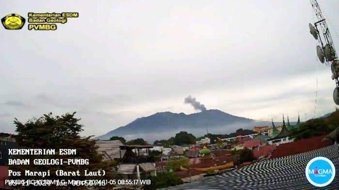 ERUPSI— Kondisi Gunung Marapi yang kembali erupsi.