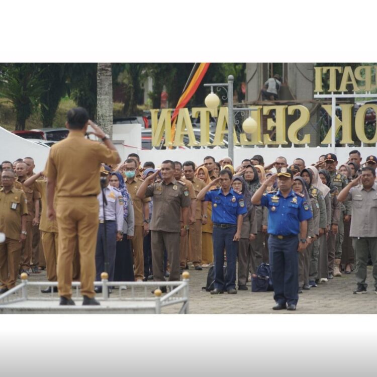 SAMBUTAN—Bupati Solok Selatan Khairunas berikans abutan pada apel gabungan Senin (30/12).