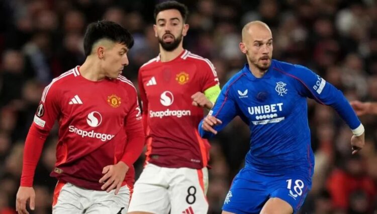 KEMENANGAN PENTING— Manchester United meraih kemenangan penting dalam perjalanan menuju babak 16 besar Liga Europa setelah kemenangan dramatis di menit-menit akhir melawan Rangers pada malam spesial di Old Trafford.