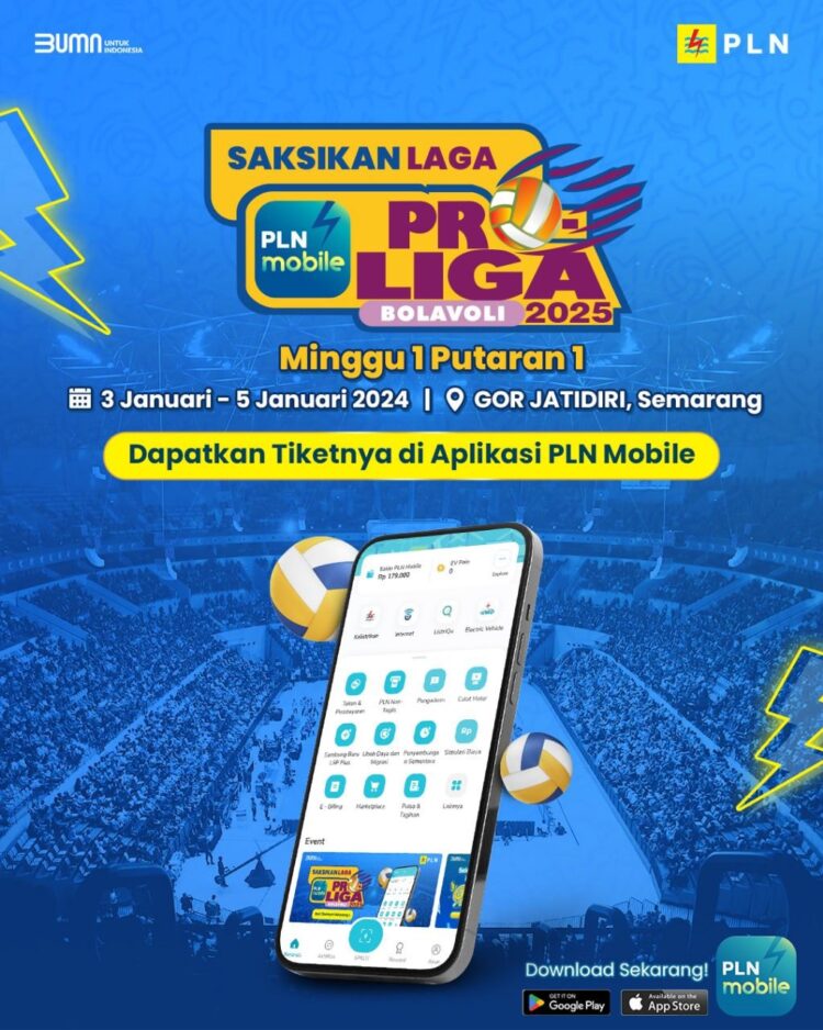 Proliga 2025--Gelaran PLN Mobile Proliga 2025 yang dihelat mulai dari 3 Januari hingga 11 Mei 2025. Khusus pekan pertama dari tanggal 3-5 Januari yang berlangsung di GOR Jatidiri, Semarang.