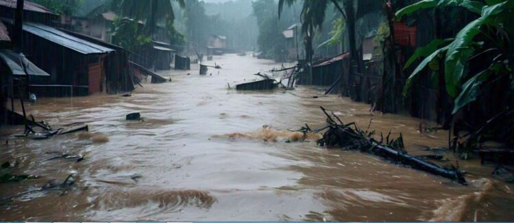 PANTAU—Salah satu sungai dari empat sungai yang ada di Tanah Datar saat ini dalam pemantauan pihak yang berwenan terkait hujan yang masih mengguyur.