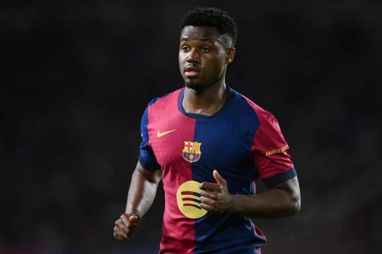 RUMOR TRANSFER— Ansu Fati saat membela Barcelona, sang bintang muda dikabarkan segera bergabung dengan AS Monaco.