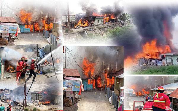 KEBAKARAN— Belasan rumah di Jalan Pemancungan, Kelurahan Pasa Gadang, Kecamatan Padang Selatan, Kota Padang, mengalami kebakaran.